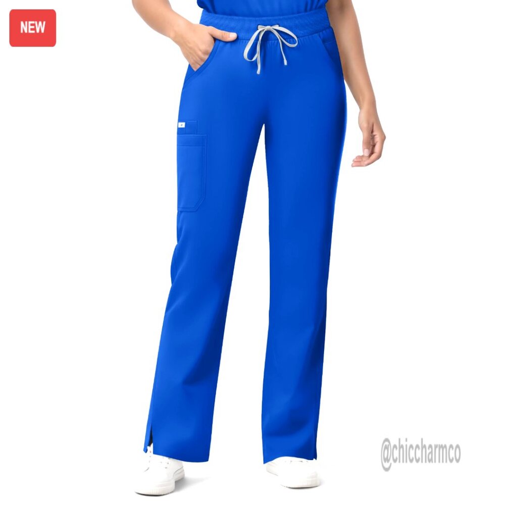 Women's Straight Leg Scrub Pants with 7 Pockets, Mid-Rise Cargo Fit